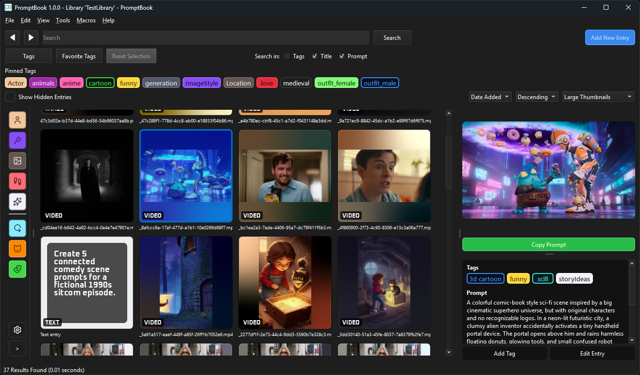 PromptBook main library screenshot