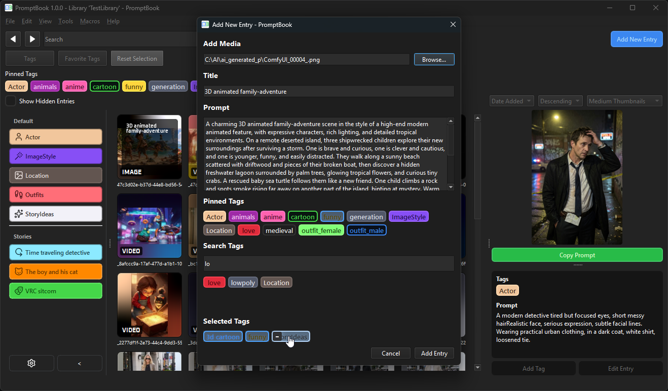 Show PromptBook tag and search screenshot